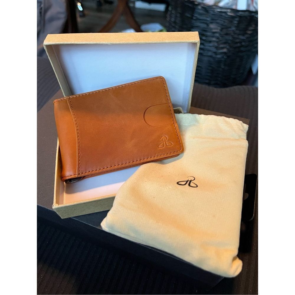 Platinum Hanger Leather Money Clip Wallet Orange